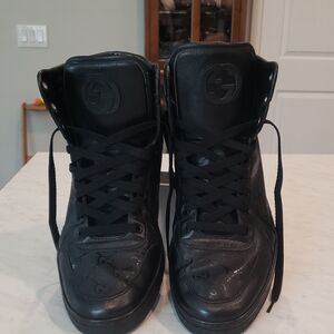 Gucci Men's Black Leather Sneakers Size 8.5